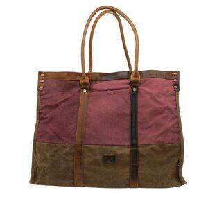 TSD Burgundy Stone Creek Tote Bag Premium Waxed Canvas & Leather Durable